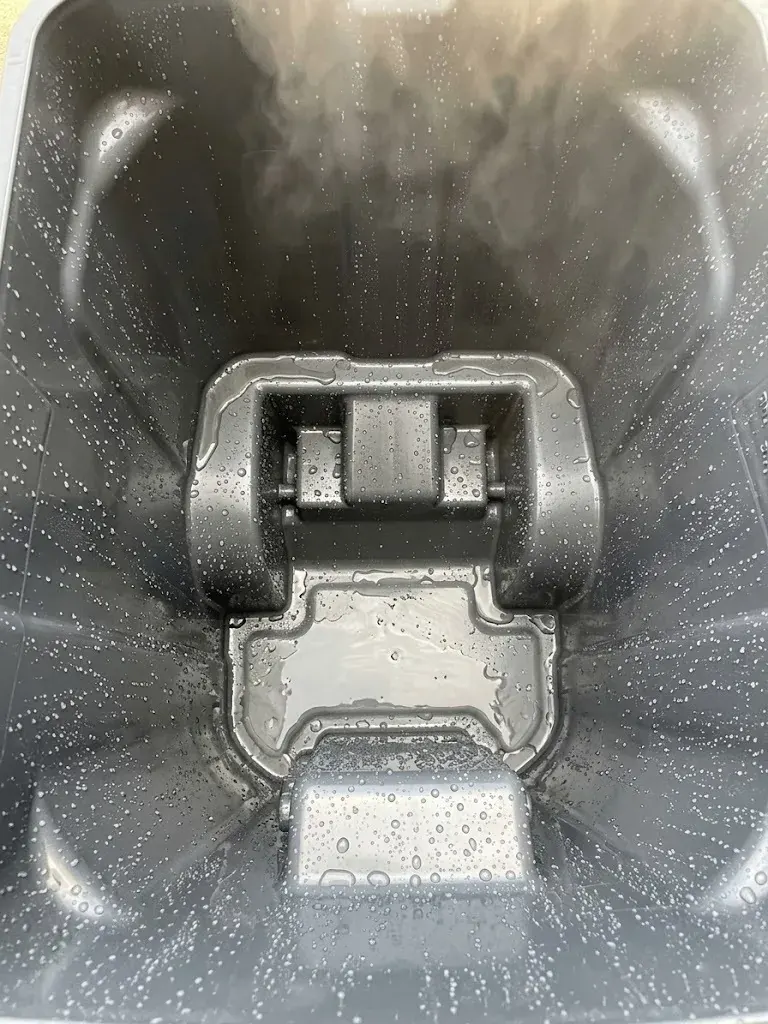 Spotless grey bin interior after cleaning